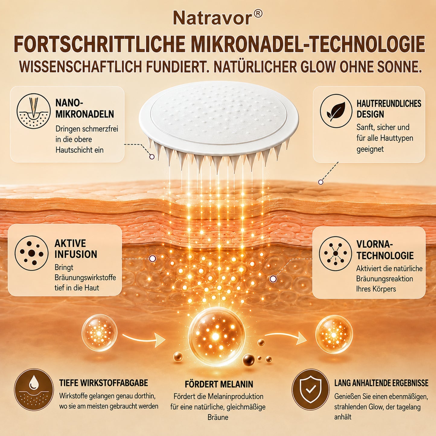 ⭐ 𝗡𝗮𝘁𝗿𝗮𝘃𝗼𝗿® Micronaald-bruiningspleisters: Natuurlijke bronzen glow zonder UV & DHA