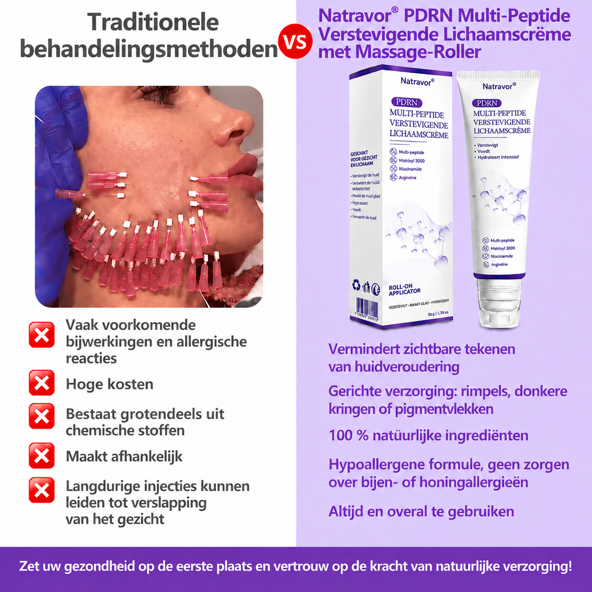 Natravor®🎗️ PDRN Multi-Peptide Massage Roller Crème – Anti-aging verzorging, hydratatie, versteviging & lifting voor een gladdere en egalere huid-b